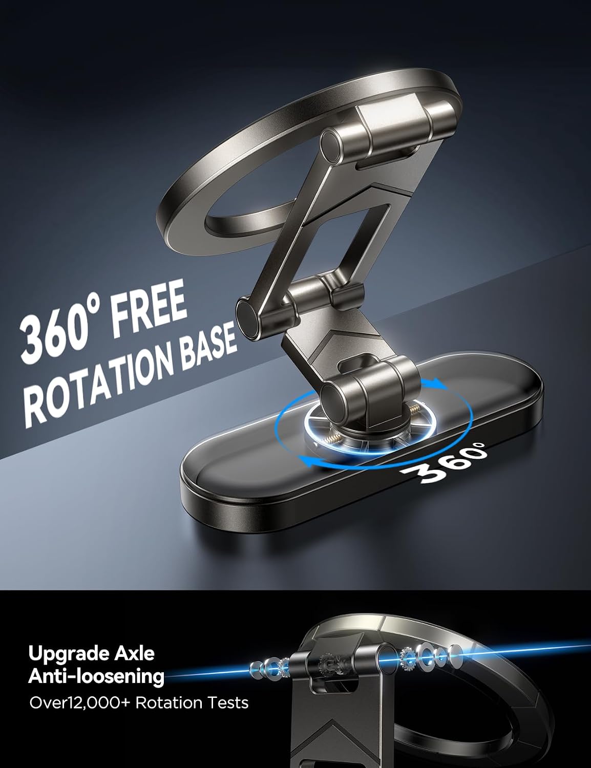 Magnetic Golf Cart Phone Holder, [Tri-Fold+All Alloy] Golf Cart Accessories | 2026 Unique Golf Gifts for Men Golfers Him Father, Compatible with MagSafe iPhone 17-12 for Club Car, EZGO, Yamaha