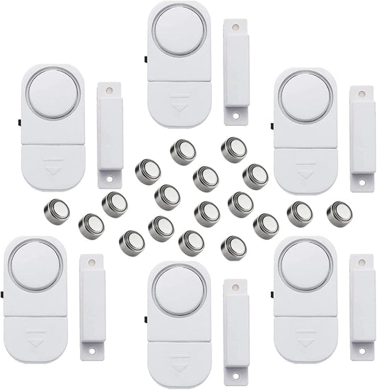 6 Pack Wireless Security Window/Door Alarm, Magnetic Sensor Door Window Burglar Alert Alarm Pool Alarms Super Loud for Home, Garage, Apartment, Dorm, RV and Office(Include Batteries)…