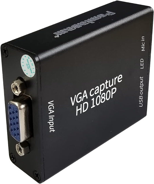 Video Coverter VGA Capture Card,VGA to USB2.0 Converter,Audio and Video Capture Device,Plug-and-Play,USB Drive-Free HD 1080P Video Capture Tool for Windows,Linux and Android