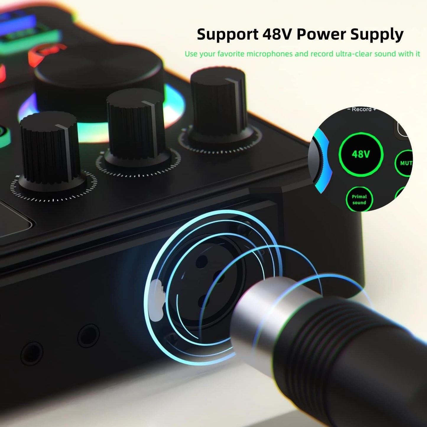 Podcast Equipment Bundle, 48V XLR Podcast Microphone Bundle, Voice Changer with Adjustable Mic Stand, Studio Condenser Microphone for Smartphone, PC, DJ, Video Recording, Streaming, Gaming and Singing