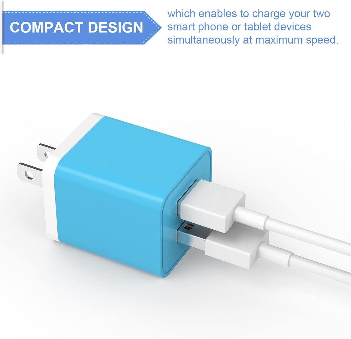 6Pack USB Wall Charger 2.4A Dual USB Port Cube Power Plug Adapter | Fast Phone Charger Block Charging Box Brick for iPhone 17/17 Pro/17 Pro Max/16, Samsung Galaxy, Pixel, LG, Android-Colorful