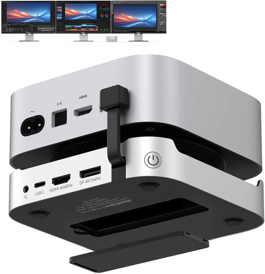TobenONE 13-in-1 Mac mini M4 Dock with 8TB SSD Enclosure & Power Button | Hub Stand for Mac mini M4/M4 Pro, 4K@144Hz DP, 4K@60Hz HDMI, 5 USB (Max 10Gbps), SD/micro SD, Audio, for Home & Business