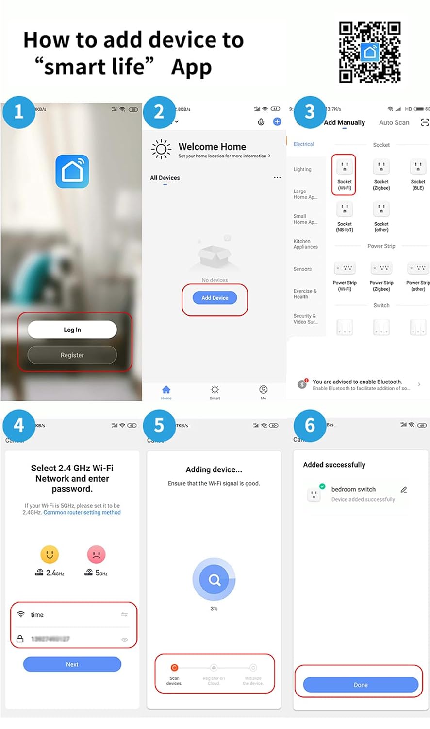 Smart Plug, WiFi Outlet Compatible with Alexa & Google Assistant, Smart Outlet 16A/2200W Max, Smart Home Automation, APP Remote Control, Timer&Schedule, 2.4G Wi-Fi Only, 2 Pack