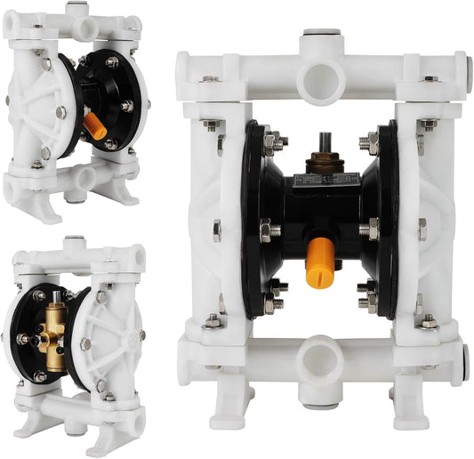 Air Operated Double Diaphragm Pump QBK-15 1/2 Inch Chemical Transfer | Durable plastic and stainless steel body with PTFE nitrile diaphragms for reliable chemical and waste fluid transfer