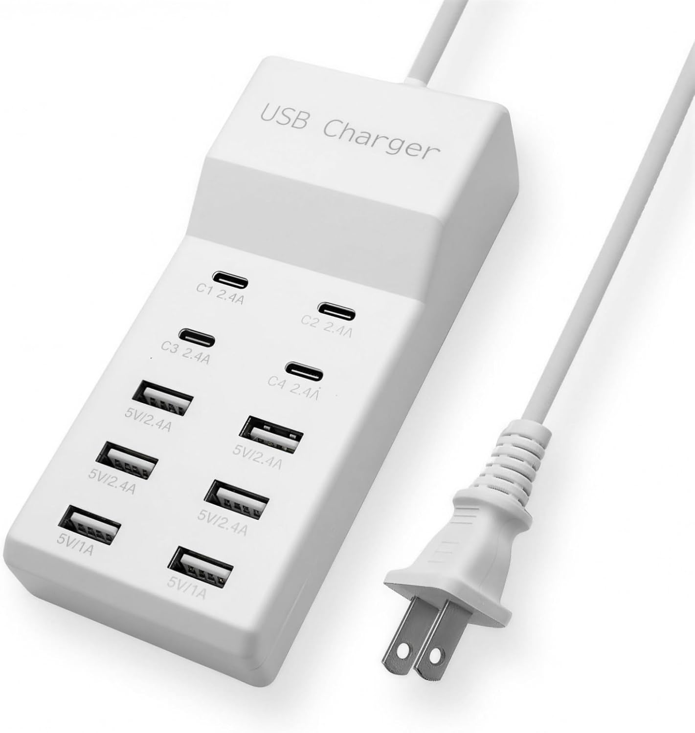 Multiple USB Charging Station for Multiple Devices USB Power Strip | 10 port USB charging block with 4 USB C and 6 USB A charging ports,USB Charging Hub for home office use