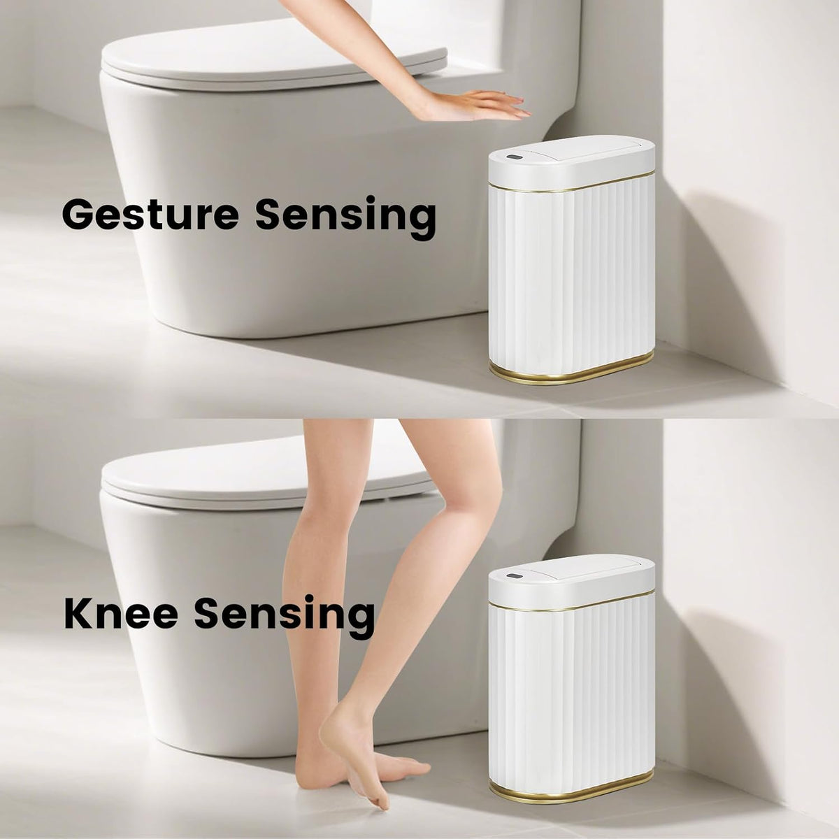 ELPHECO Motion Sensor Bathroom Trash Can with Lid 2 Gal Automatic Trash Can