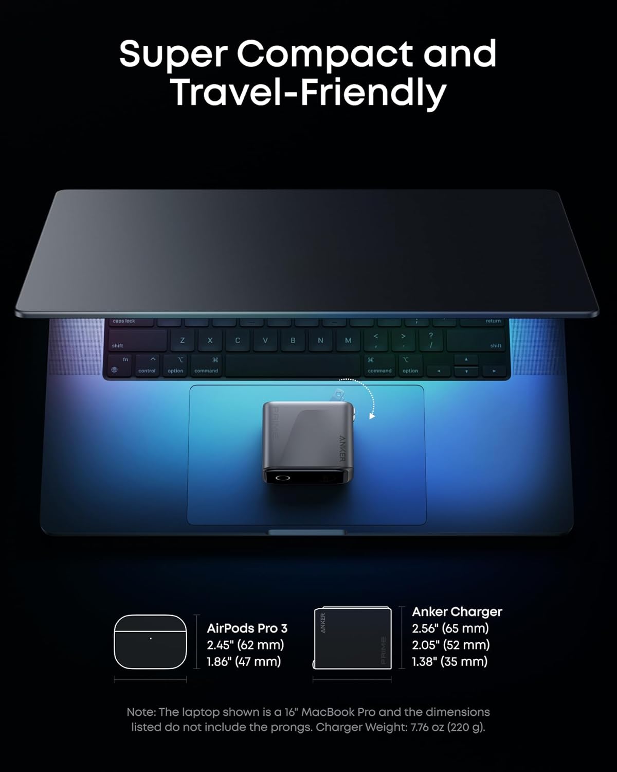 Anker Prime Charger, 160W Max 3-Port GaN Charger, for MacBook Pro Charger | Smart Display, Touch Control, Up to 140W Fast Charging for One Device,for MacBook Pro/Air, iPhone 17/16 Series,Samsung Galaxy