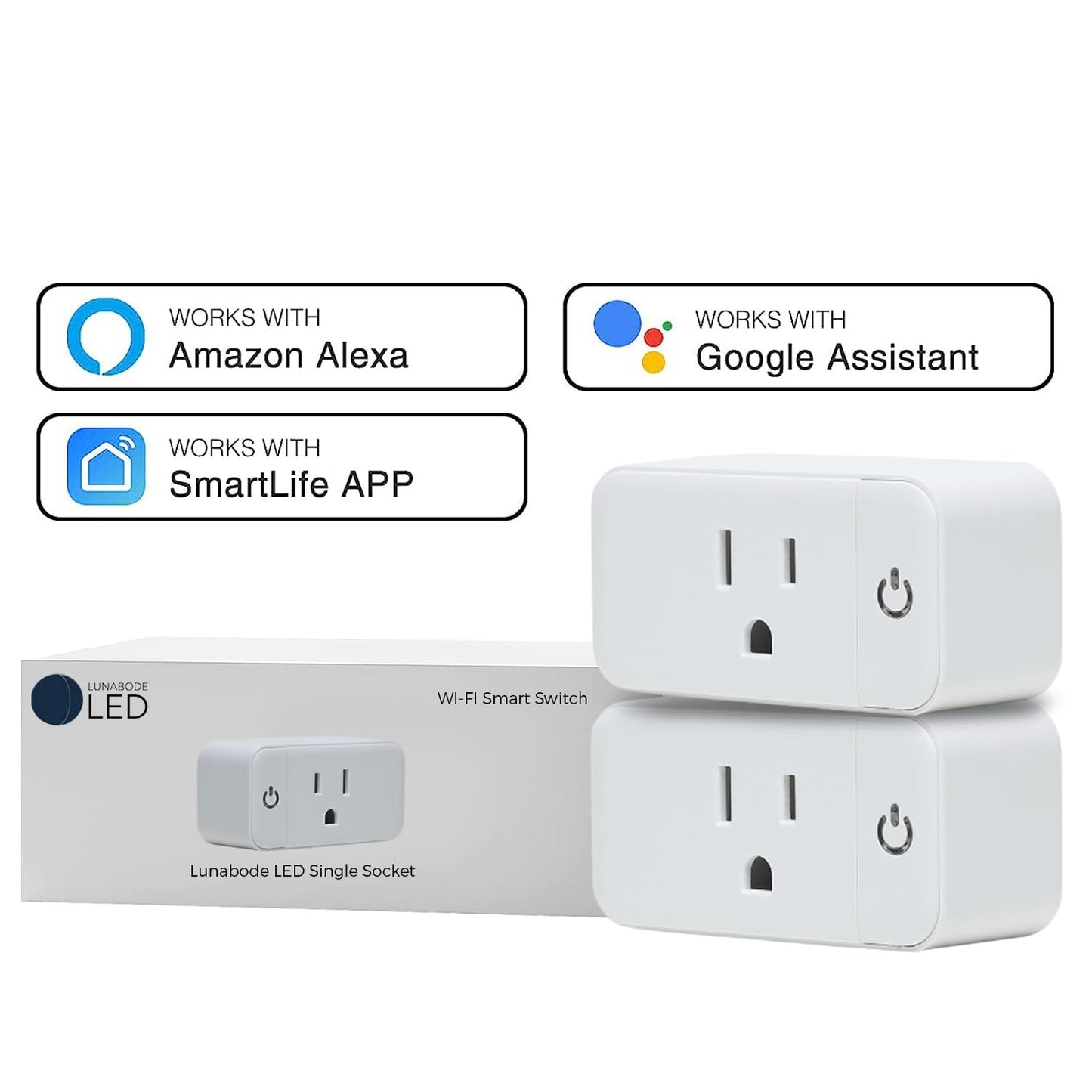 Smart Plug - 2 Pack 2.4G Wi-Fi Outlet Works with Echo, Alexa & Google Home | Smart Plug with Timer, Remote, Voice & Group Controller | No Hub Required