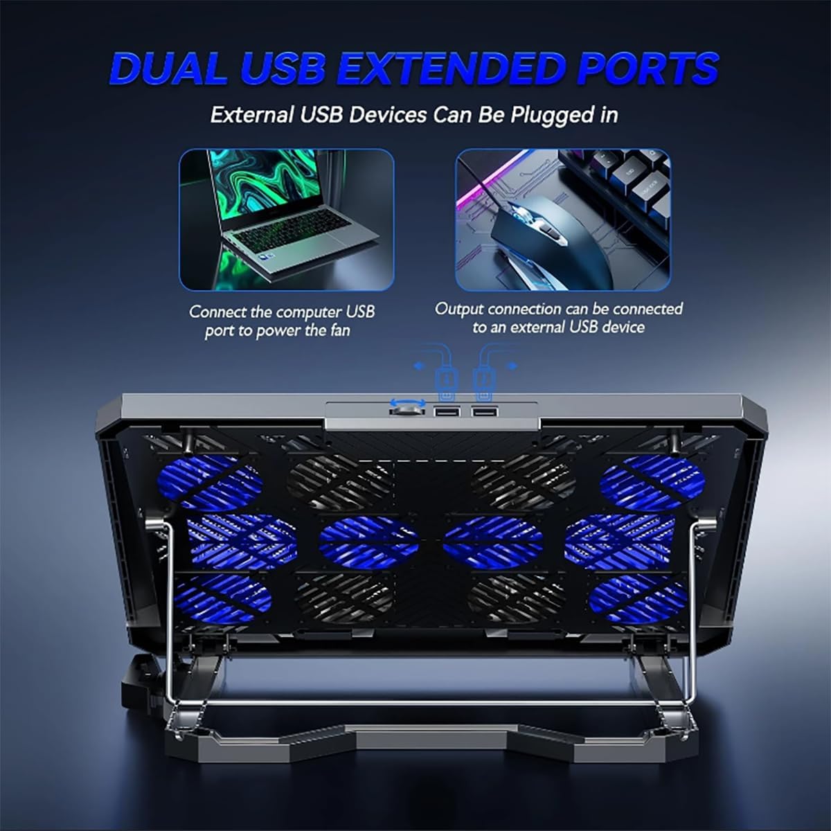 Laptop Cooling pad for Dell Latitude 3340 Gaming laptops, Laptop Cooler with 8 Fans, Adjustable Speed, 5-Level Height Adjustment, Mute Silent,Built-in Phone Stand