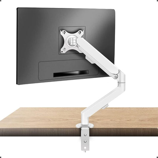 White Monitor Arm - Full Motion Single Desk Mount for 17-34in