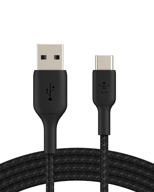 Belkin USB A to USB C 15W Braided Cable, 3.3ft, iPhone Charger Cord | iPhone 17/16/15, Samsung Galaxy S26, Google Pixel 10, iPad, AirPods, Nintendo Switch 2, Steam Deck, CarPlay, car charger cord