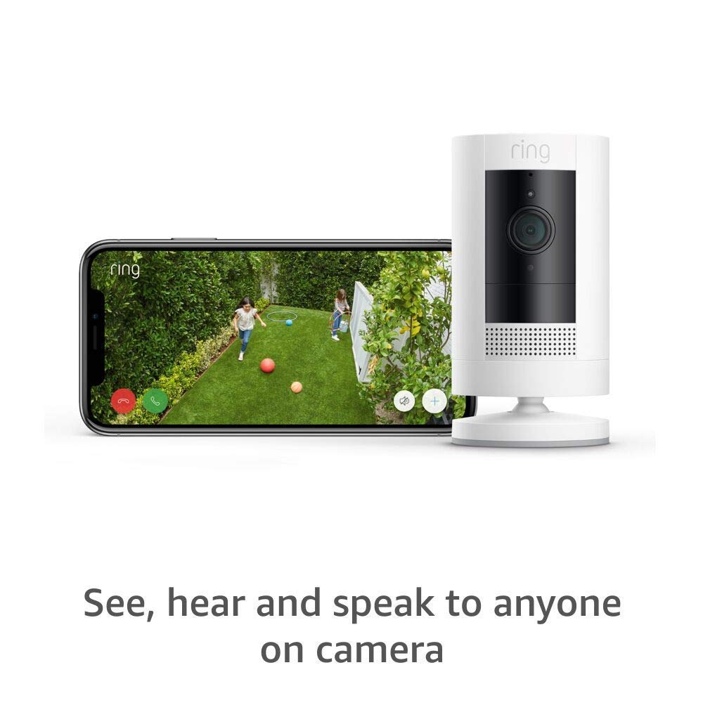 Certified Refurbished Ring Stick Up Cam Battery HD security camera with custom privacy controls, Simple setup, Works with Alexa - White (Pack of 2)