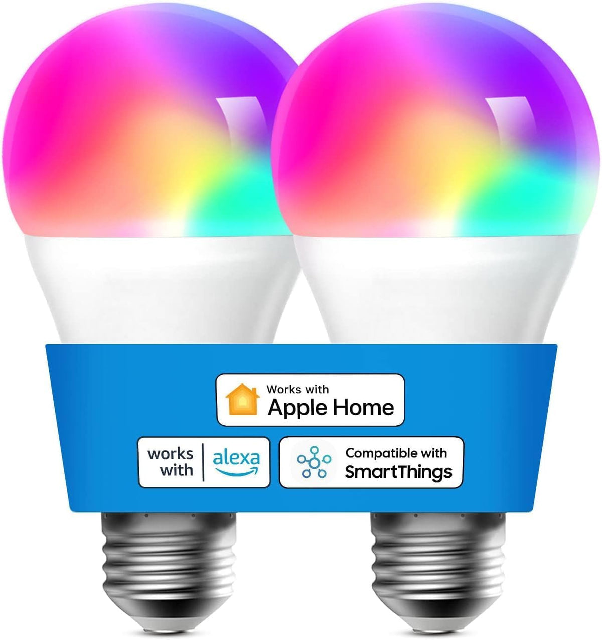 meross Smart Light Bulb 2 Pack, Dimmable E26 Multicolor Smart WiFi LED Bulb
