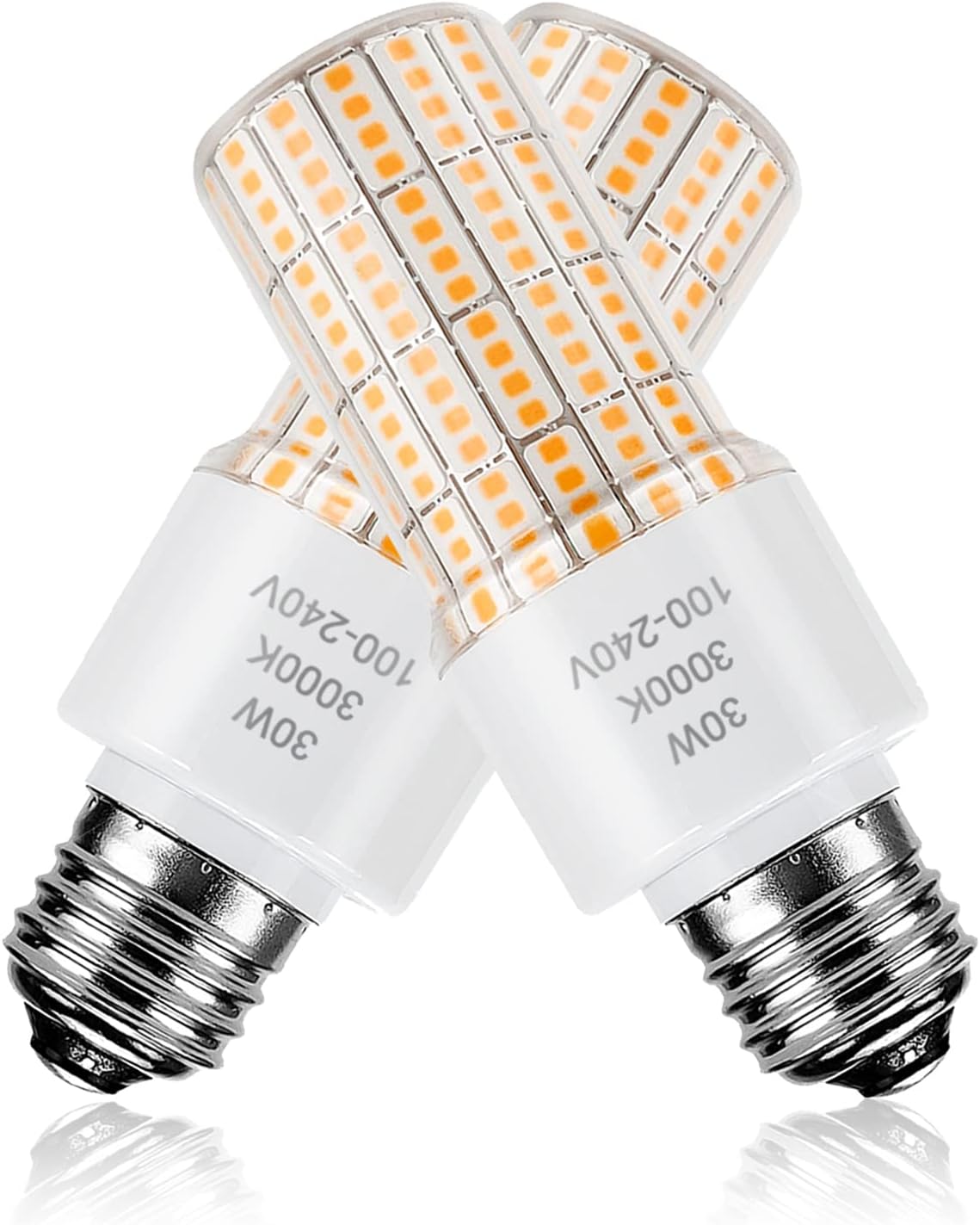 Led Light Bulb Equivalent 250w 2pcs Super Bright Led Bulbs, 3750 Lumen 3000k Warm Daylight White 30w Waterproof Led Corn Light Bulb E26/E27 Medium Base Light Bulb for Outdoor Indoor Garage Backyard