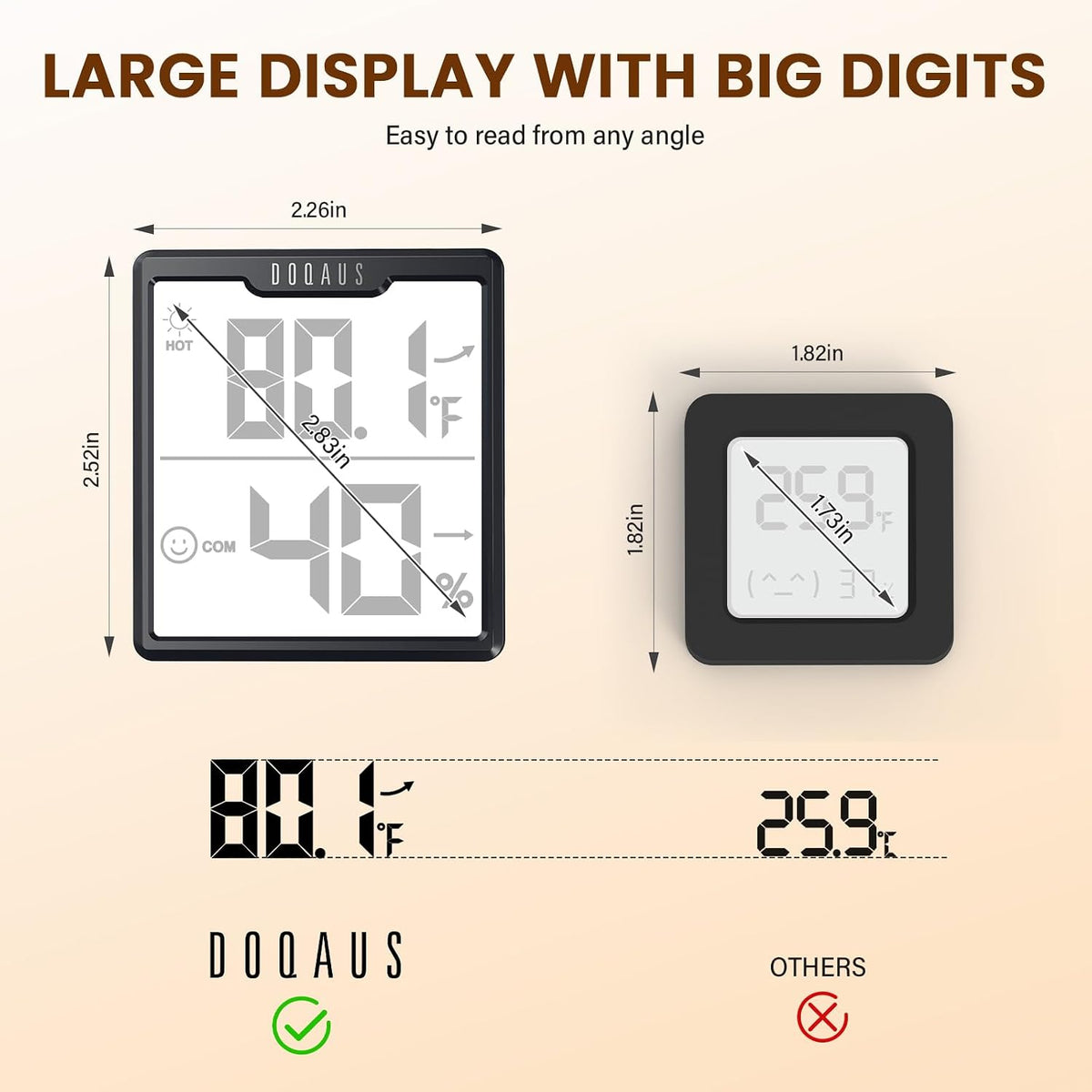 DOQAUS 3 Pieces Digital Hygrometer Indoor Thermometer Humidity Meter, Black