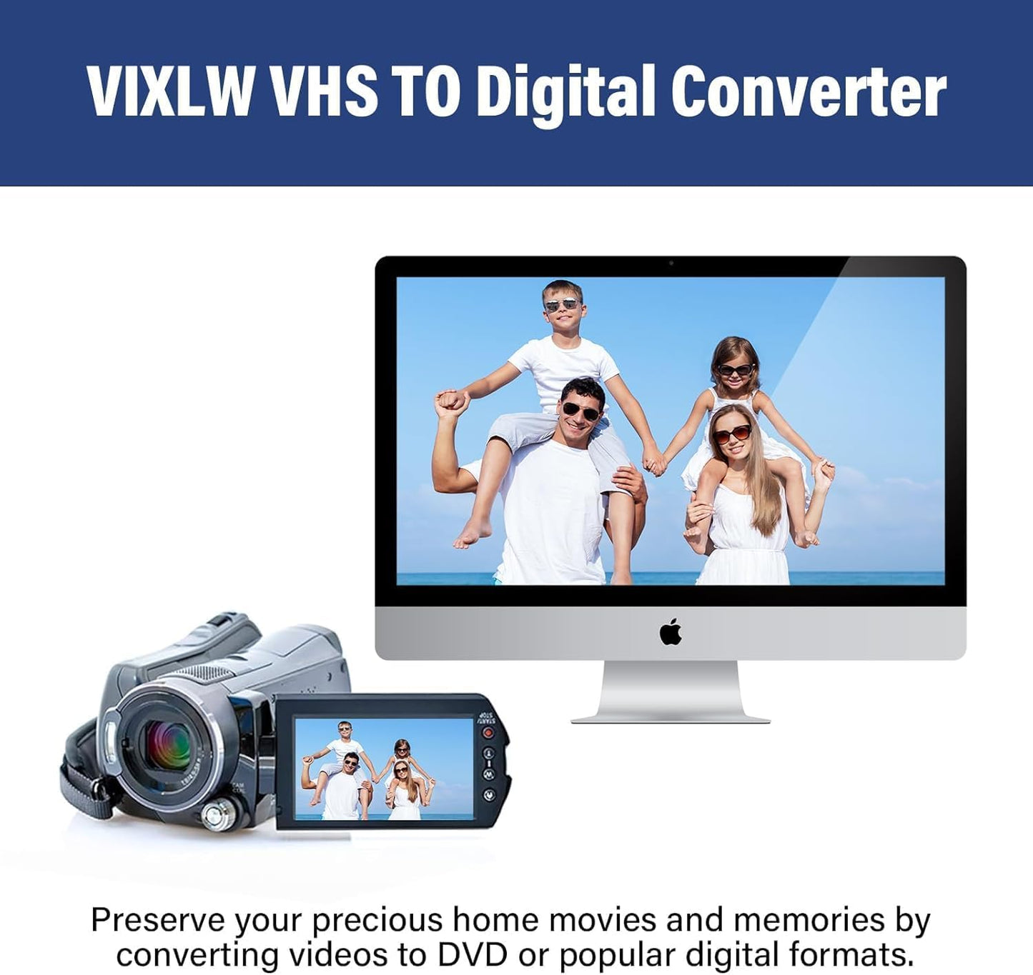 VHS TO Digital Converter, USB Video Capture Card, Video Capture Device, RCA TO USB Converter,Convert VHS VCR Hi8 Mini DV to Digital/DVD,For Tape Player Camcorder Camera PC TV,Windows Mac OS Compatible