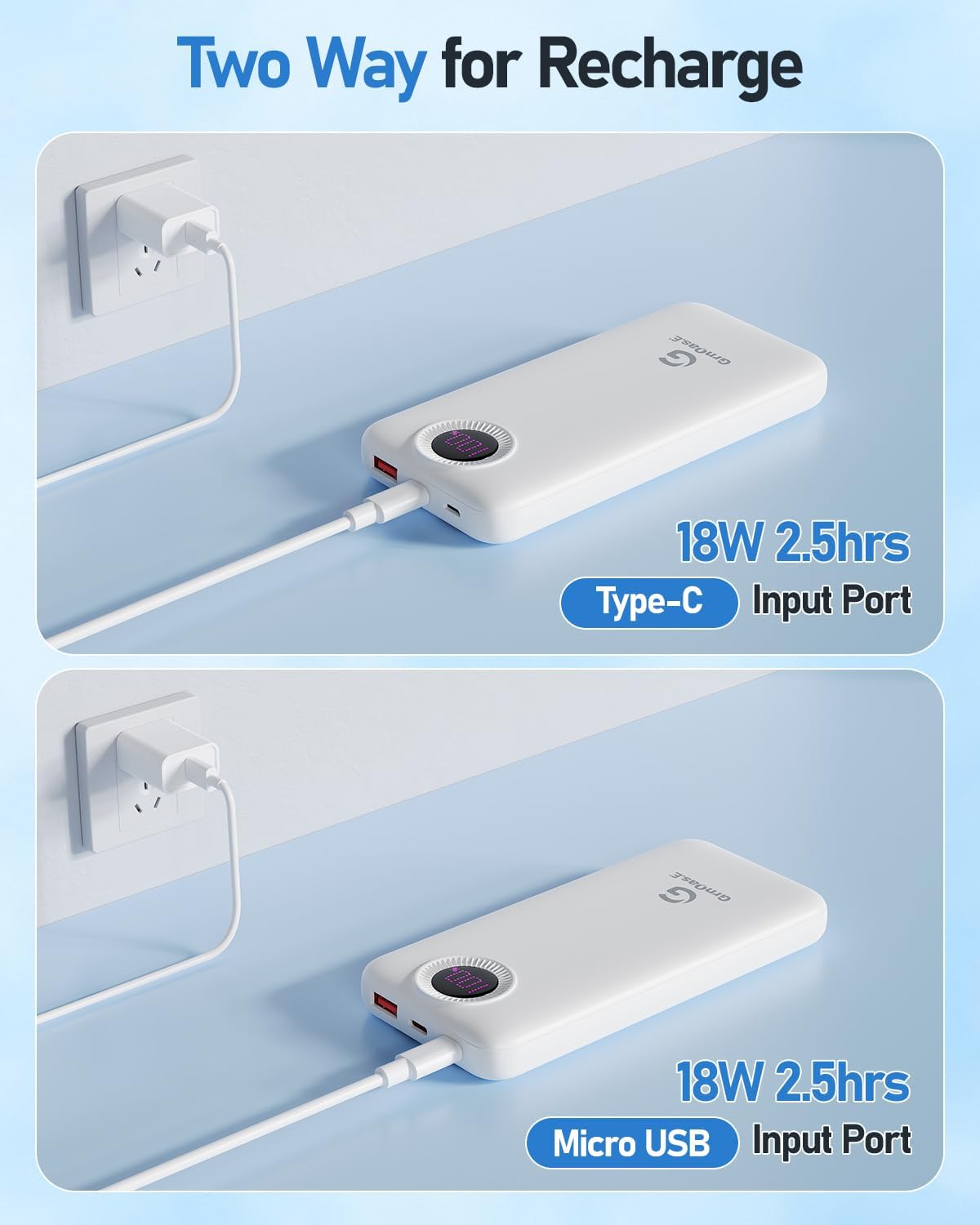 Portable Charger with Built in Cables，10000mAh 22.5W Max High-Speed Charging Power Bank with 4 Outputs 2 Inputs,External Travel Battery Pack for iPhones Android,iPad (Pearl White)