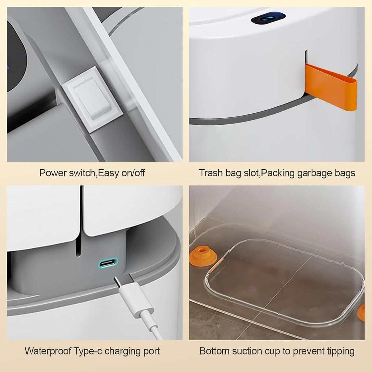 MOPALL Automatic Motion Sensor Bathroom Trash Can with Lid, 3.5 Gallon