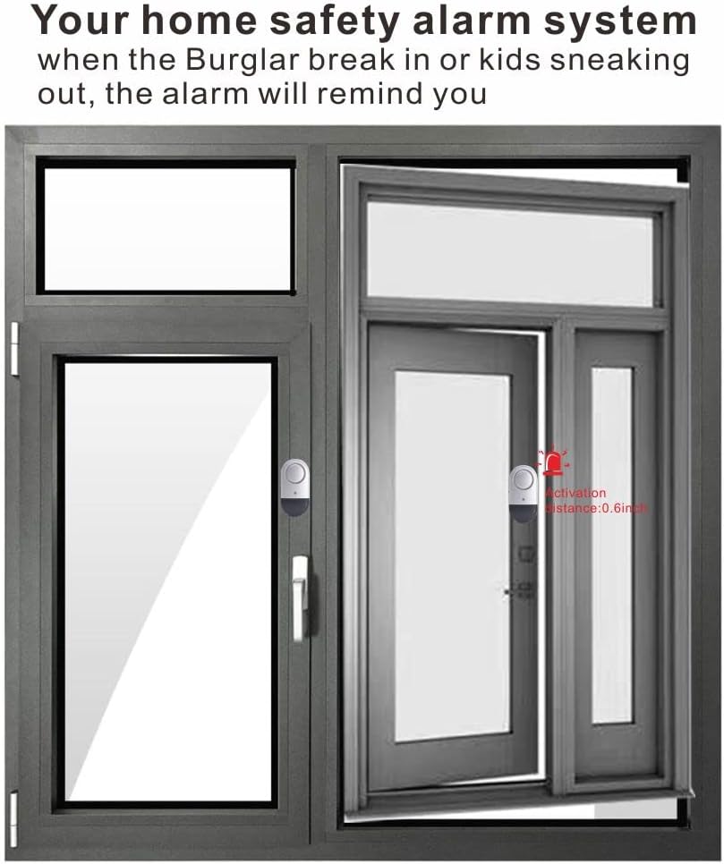 Window Alarm Sensors Door Alarms for Kids Safety , Home Security for Pool, Burglar Alarm, Dementia Patients Open (10Pack)