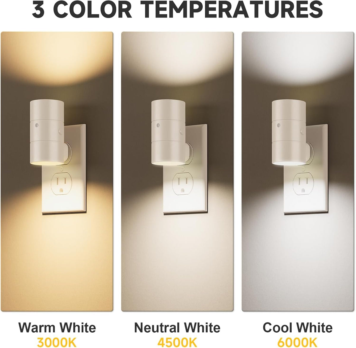 NIORSUN Night Lights Plug into Wall, Dimmable with 3 Color Modes & Auto On/Off Sensor, Ultra-Slim Nightlight for Hallway, Bathroom, Bedroom, Nursery, Kitchen (10 Pack, White)