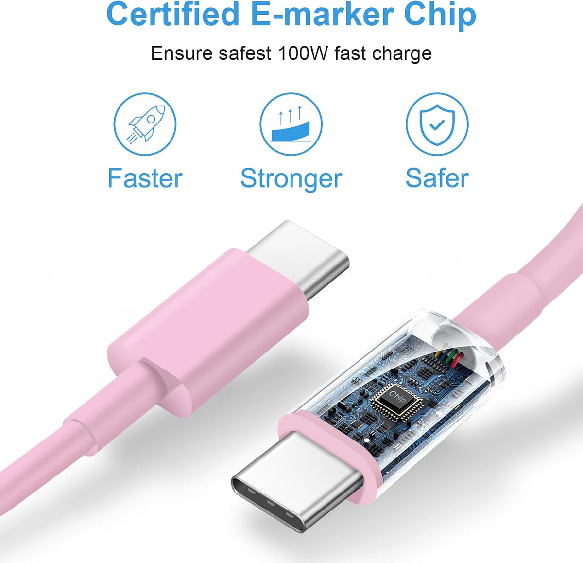 iPhone Duo 18 17 16 15 Charger Fast Charging USB C Charger Block, Pink