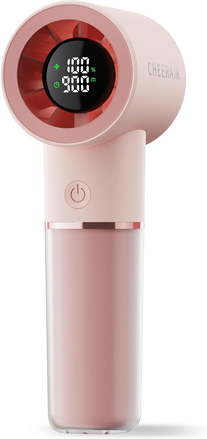 Handheld Portable Fan, 6-Speed Rechargeable Powerful Mini Fan | 5000mAh Battery Up to 15 Hours Runtime, Smart LED Display, Pocket Turbo Personal Fan for Travel, Camping, Makeup