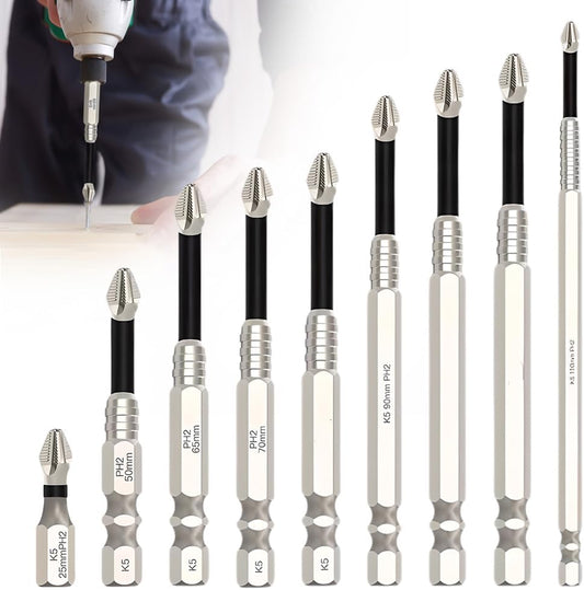 9PCS High Magnetic Screwdriver Drill Bit Set, Premium Universal Strong Magnetic Durability Screwdriver Drill Bit Set,Anti Slip Anti-Shock Impact Driver Bit Set for Home DIY Profession