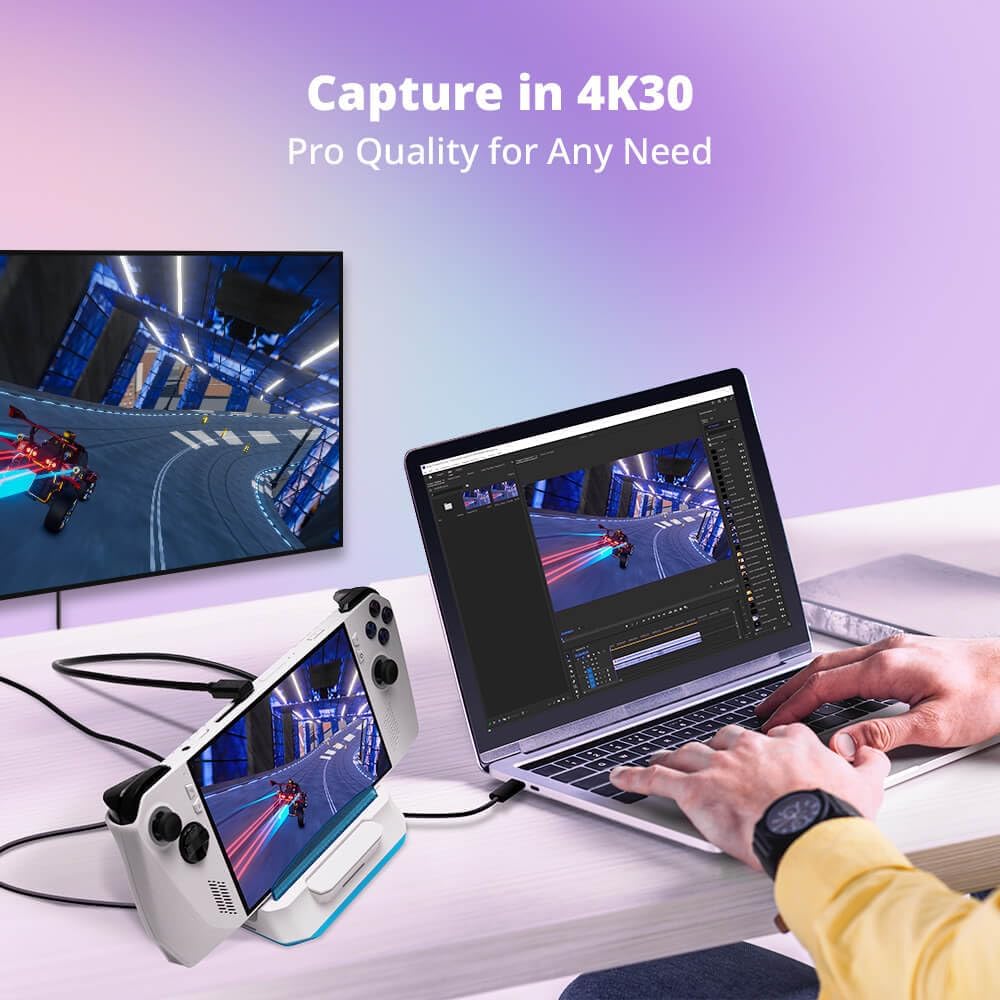 AVerMedia Steam Deck Dock with HDMI 4K@60Hz, USB C Charging, Screen Mirroring, Video Capture for Switch, Steam Deck, ROG Ally, Legion Go, MSI Claw, iPhone, iPad - X'TRA GO GC515