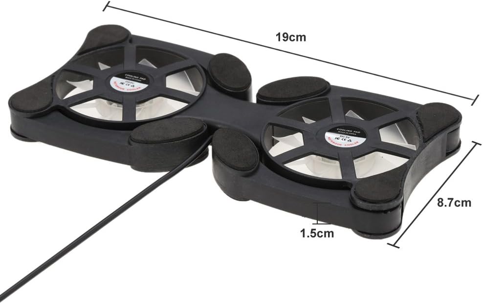QUZHI Mini Portable Folding Foldable USB Dual Fan Cooler Cooling Pad for PC Laptop Notebook 7