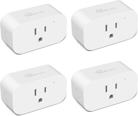 TREATLIFE 4 Pack Smart Plugs that Work with Alexa and Google Home, 7 Day Heavy Duty Programmable Timer, 1800W 15A WiFi Smart Outlet, Child Lock, Vacation Mode, Reliable WiFi Connection