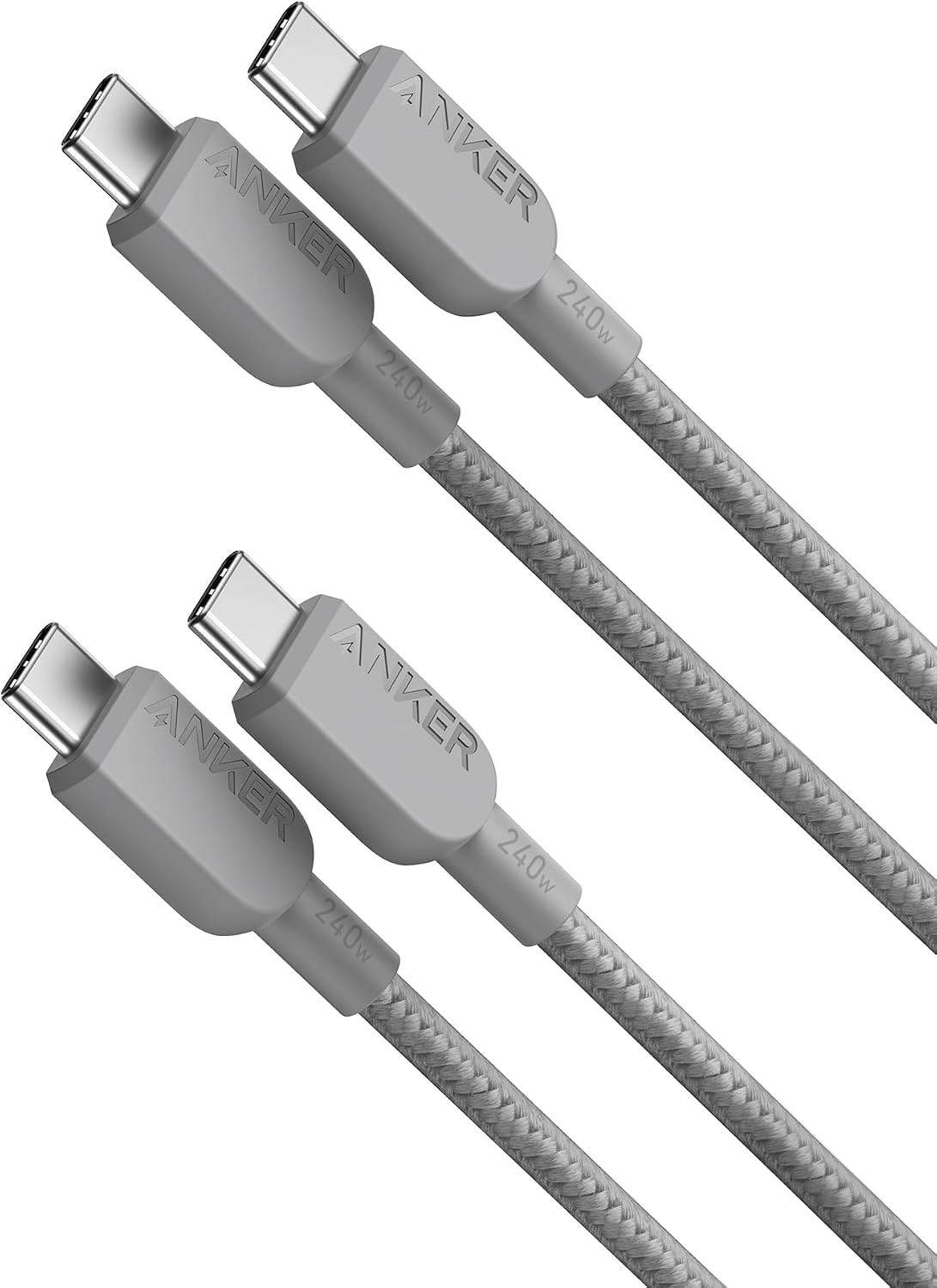 Anker USB C to USB C Cable, 240W Fast Charging Cord (2-Pack, 10 ft, Black) | For iPhone 17 / 16 Series, MacBook Pro 2020, iPad Air 4, and More
