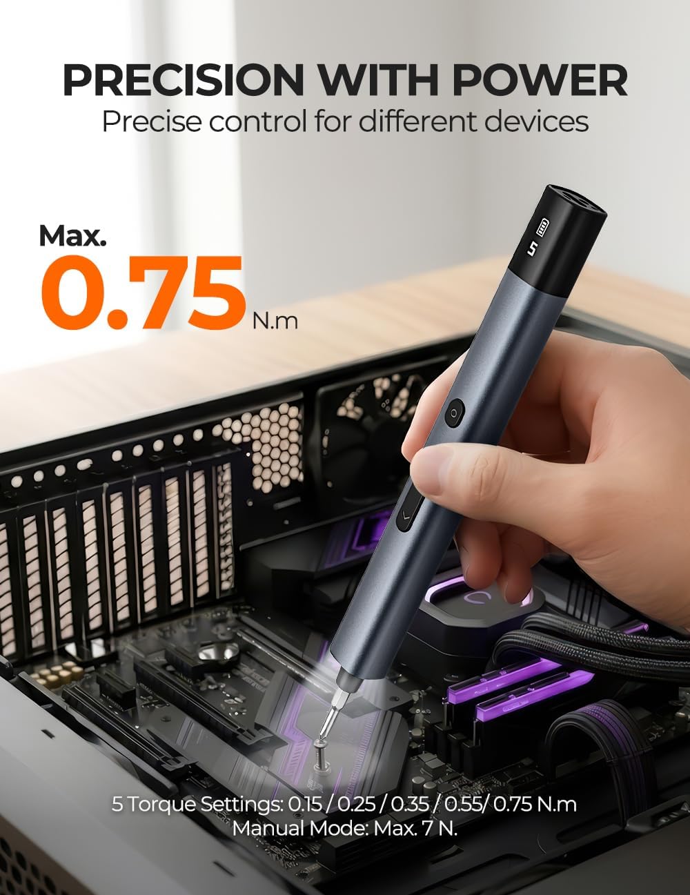 Soleilwear Electric Precision Screwdriver, 80pcs Mini Electric Screwdriver | 80 Magnetic Bits, Max 0.75N.m Torque with 5 Torque Levels, Precision Repair Tool Kit for Electronics Phone Camera Watch