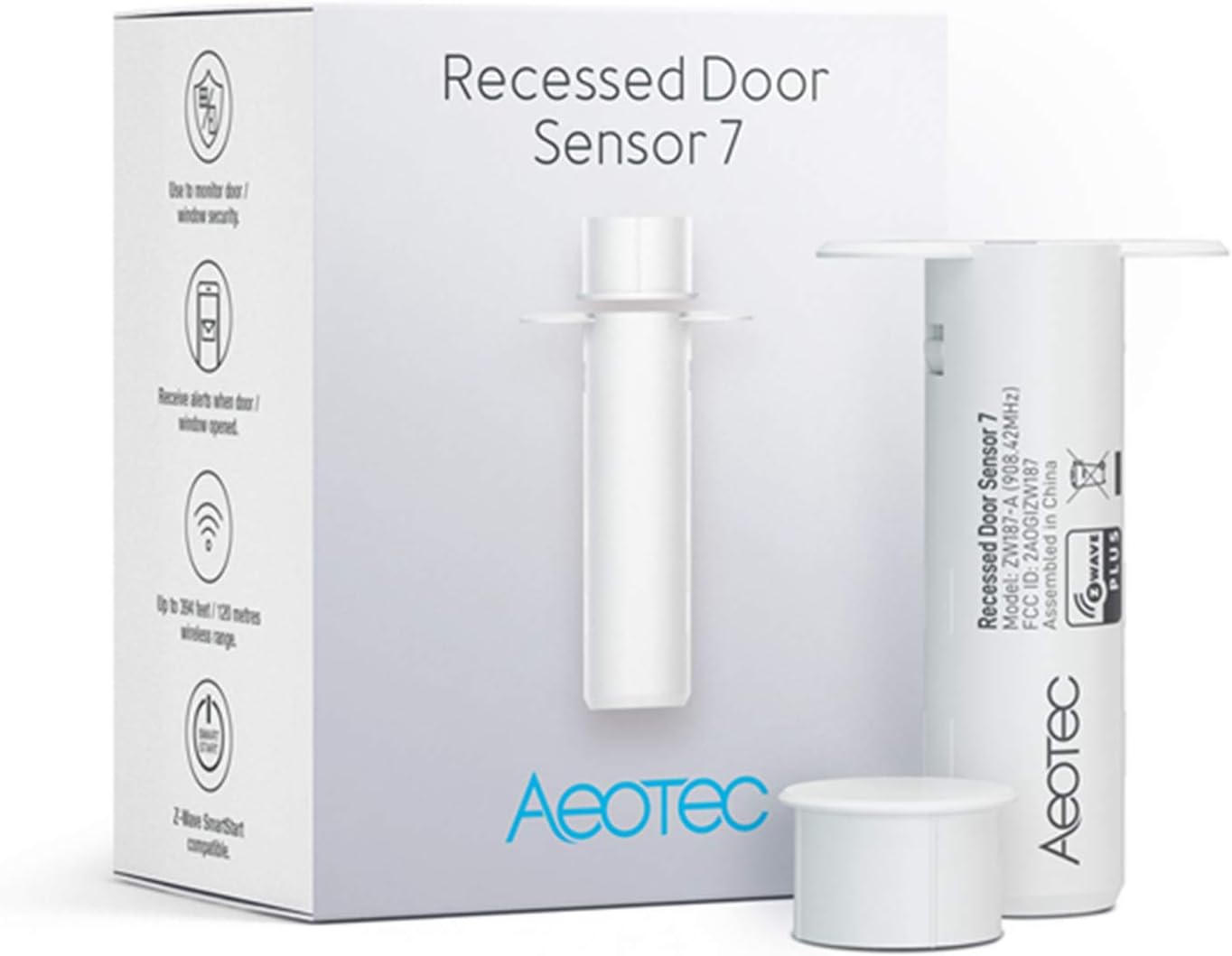 Zwave Door Sensor Aeotec Recessed Door Sensor 7, Z-Wave Plus Enabled Smart Door Sensor Battery Powered, SmartStart S2, Zwave Hub Required SmartThings Fibaro Home Centre 3 Hubitat