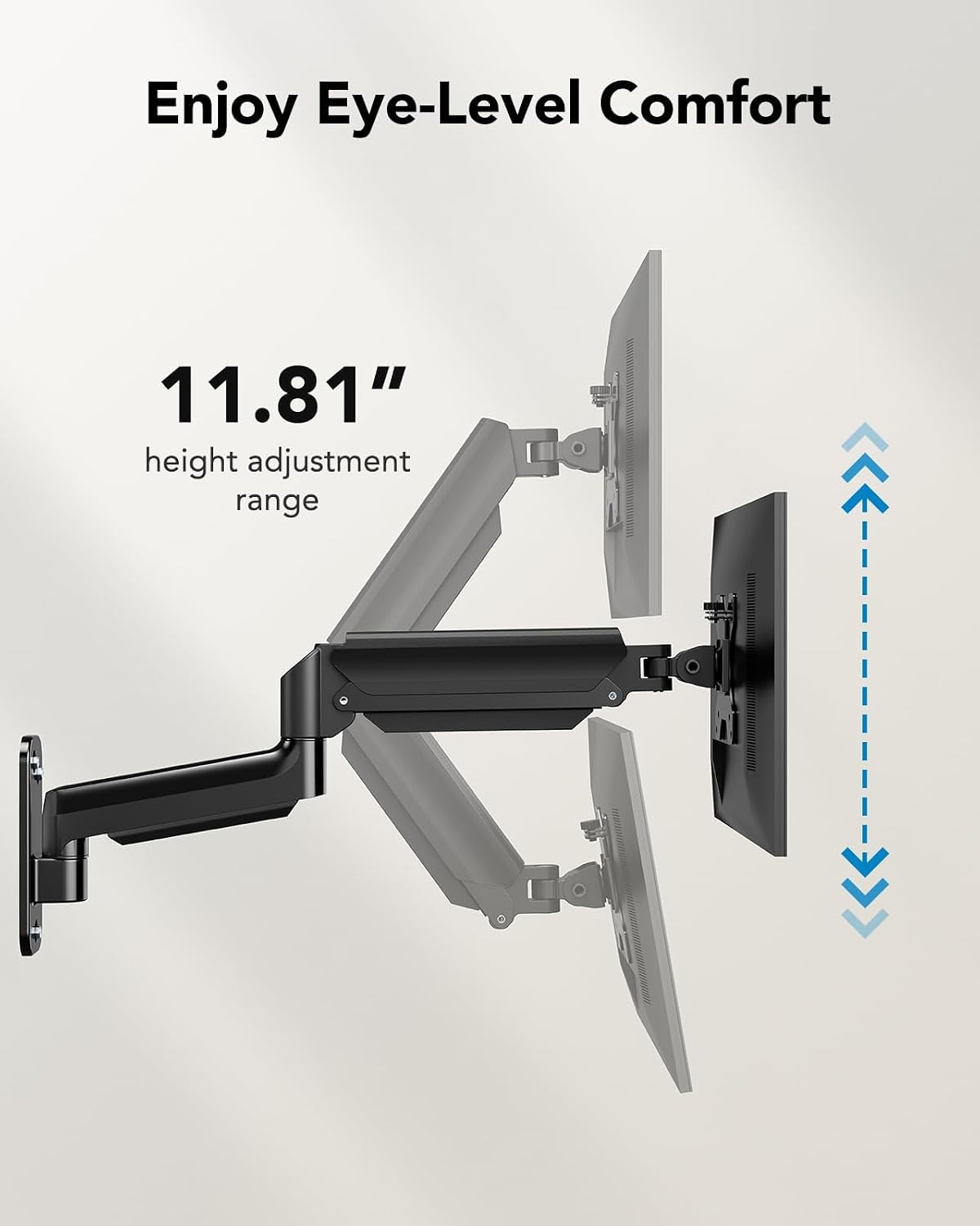 HUANUO Computer Monitor Wall Mount for 22"-35" Screens, Gaming Wall Mount Monitor Arm Holds up to 26.4lbs, Vesa Mount with Tilt, Swivel, Rotation, Supports 75x75mm, 100x100mm, 200x200mm, Black