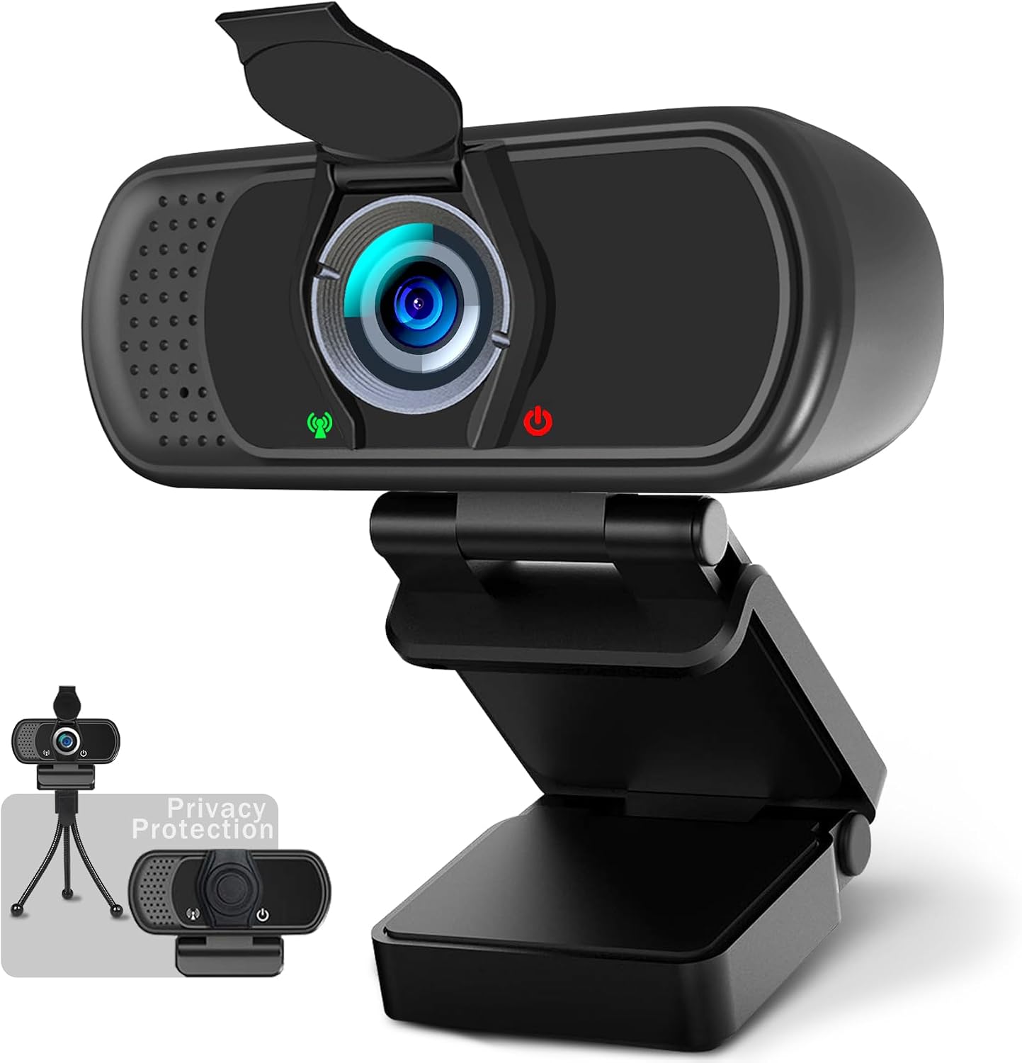 1080P Webcam with Microphone,Web Camera for Desktop Computer Laptop | Wide Angle Webcam With Tripod/Privacy Cover,110°FOV,Plug and Play USB Camera for PC Laptop Mac Zoom Conference Game Streaming
