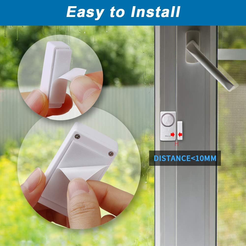 WSDCAM Door and Window Alarm for Home Wireless Alarms Security System Magnetic Alarm Sensor Close Door Reminder Loud 110 dB, 4-in-1 Mode Window Alarms 10 Pack