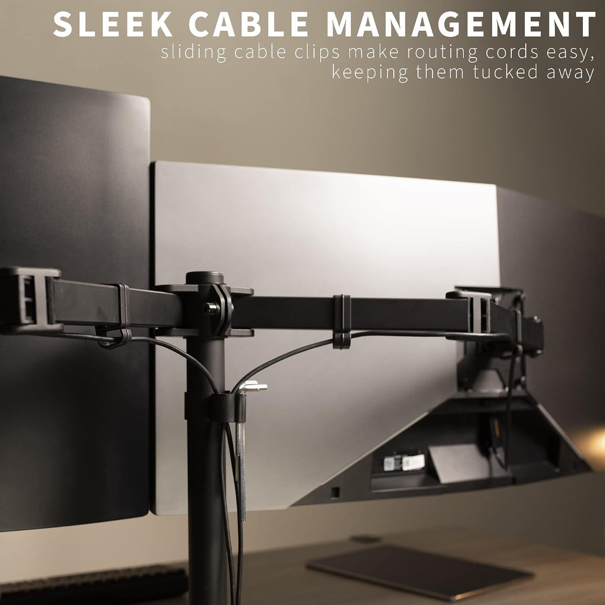 VIVO Full Motion Dual Monitor Desk Mount Clamp Stand VESA, Double Center Arm Joint, Holds 2 Screens up to 34 inches, STAND-V102D