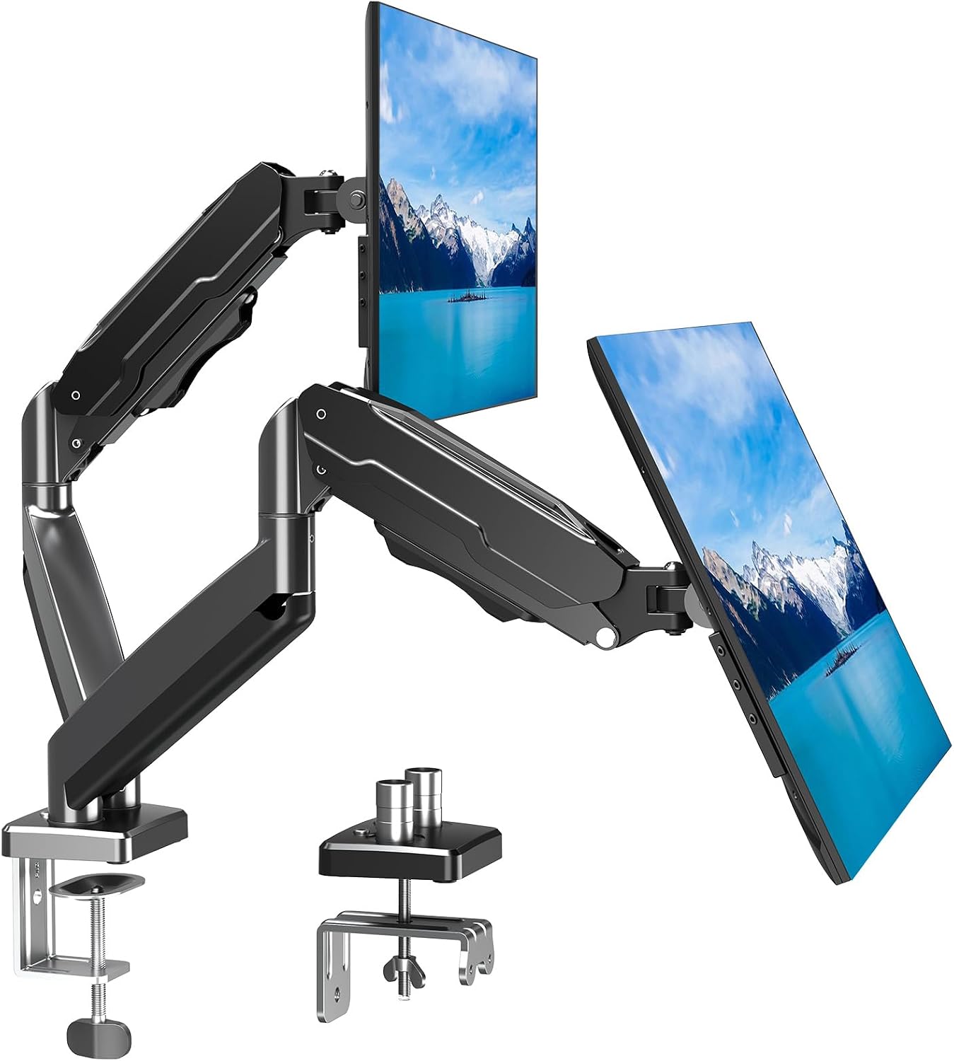 MOUNT PRO Dual Monitor Mount Fits 13 to 32 Inch Screen, Height Adjustable Monitor Stand for 2 Monitors, Full Motion Display Arm Holds up to 19.8lbs Each, Computer Desk VESA Mount, White