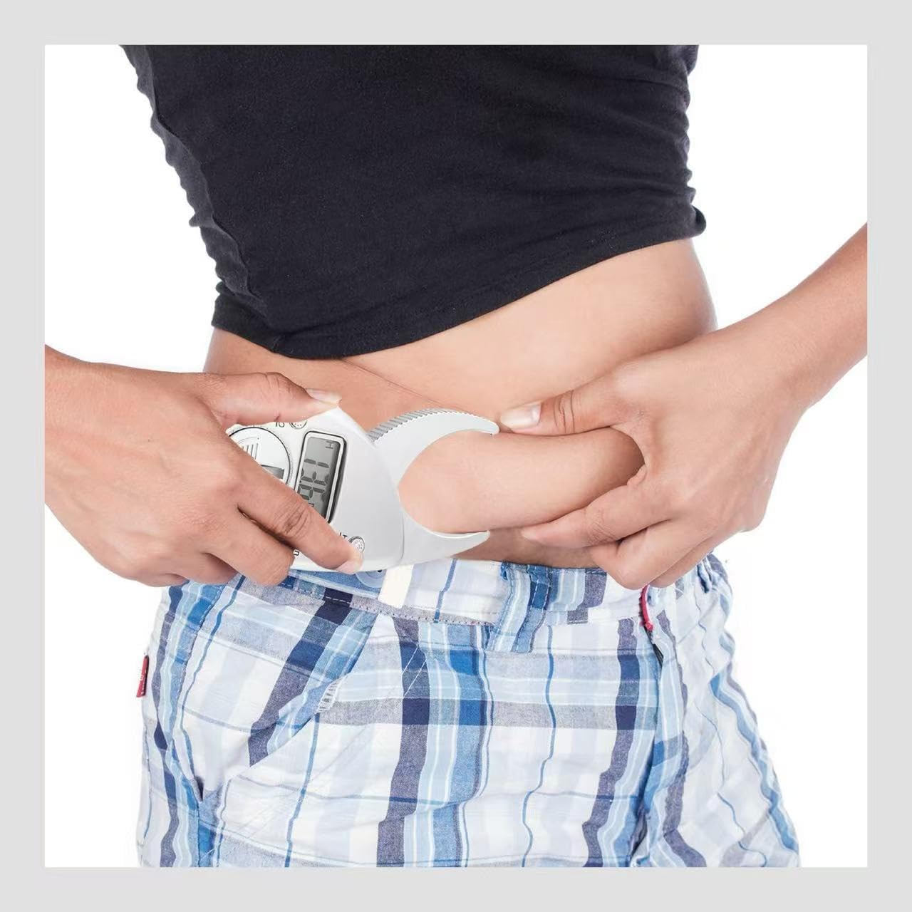 Digital Body Fat Caliper with LCD Display – Handheld Skinfold Fat Tester with Body Tape Measure, Accurate Body Fat Measurement Tool for Men and Women, Portable Fitness Analyzer, mm/in Units