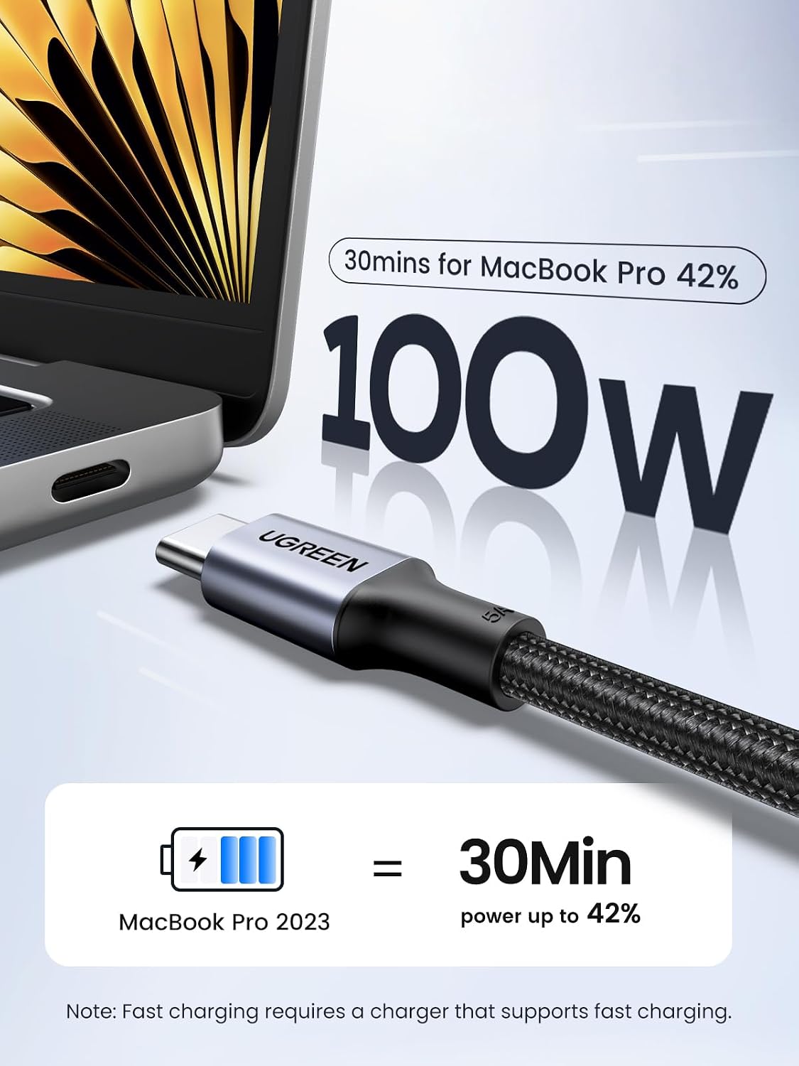 UGREEN 100W USB C to USB C Cable, Fast Charging, 2-Pack, 3.3ft, Black | For iPhone 17/16/15, MacBook Pro/Air, iPad Pro/Air/Mini, Galaxy S26/S25/S24, XPS, Pixel, Switch. Built-in E-marker chip
