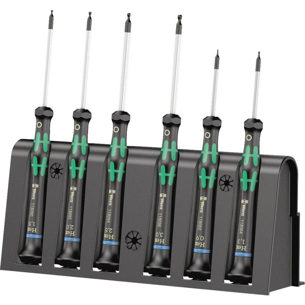 Wera 2035/6 Kraftform MicroSlotted/Phillips Electronics Screwdriver Set and Rack, 6-Piece