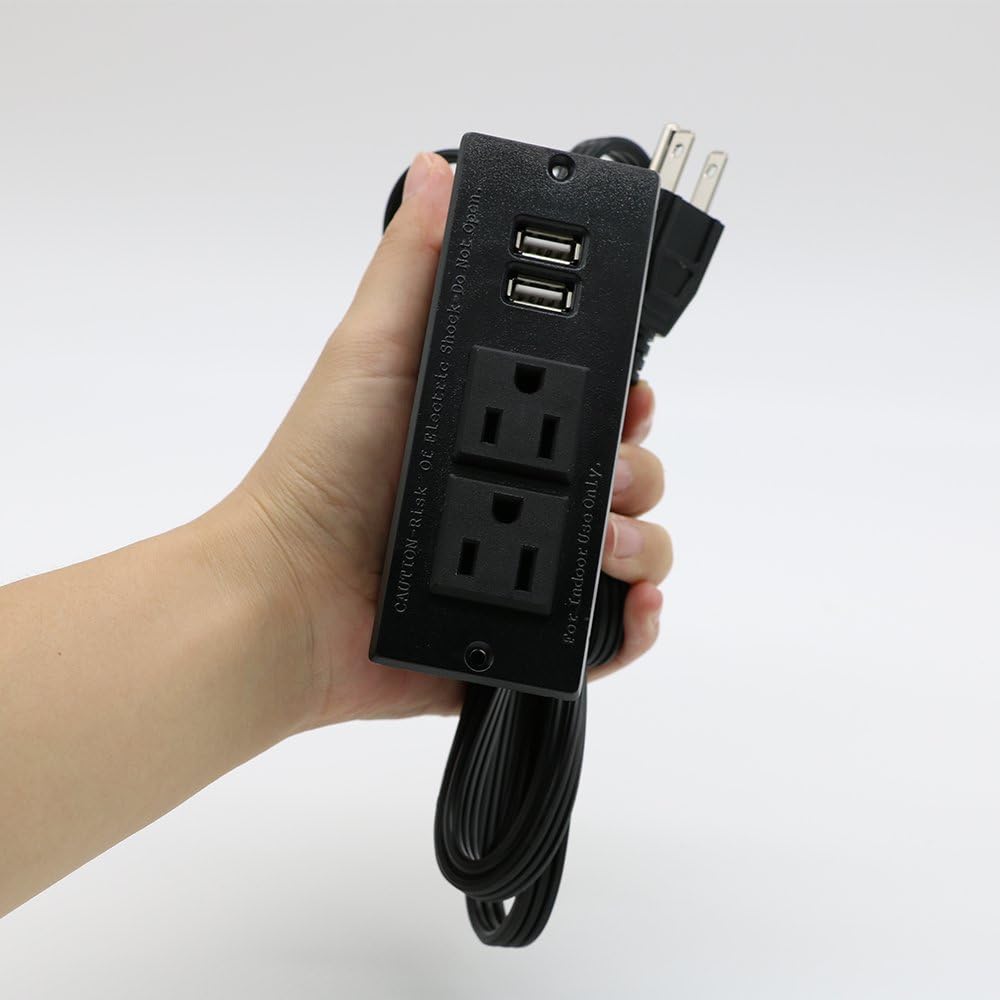 Desktop Power Strip with 2 Outlets 2 USB 2.1A Insert Mounting Built in Desk Table Sofa Cabinet Nightstand