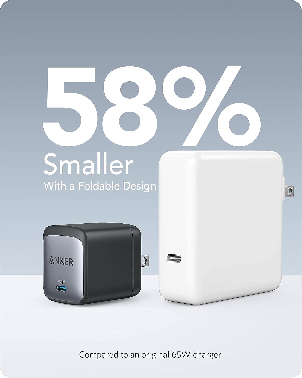Anker Nano USB C Charger,65W GaN II PPS Fast Compact Foldable Charger for MacBook Pro, Galaxy, Dell, iPhone 17/16, iPad Pro, and More | For iPhone 17/17 Plus/17 Pro Max/16/16 Plus/16 Pro Max/15 Pro Max/iPad Pro, MacBook Pro and More