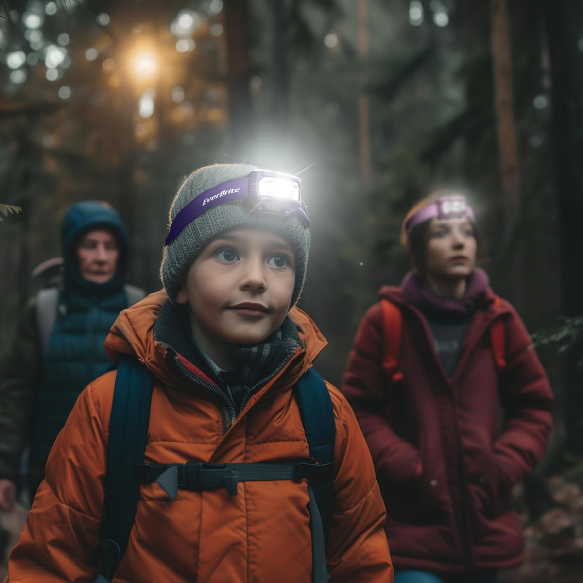 EverBrite Headlamp, 5 Pack LED Head Lamp for Kids & Adults, Red Light | Batteries Included, 300 Lumens, White Red & Green Light Modes, Memory Function, Adjustable Beam, Camping, Hiking, Emergency
