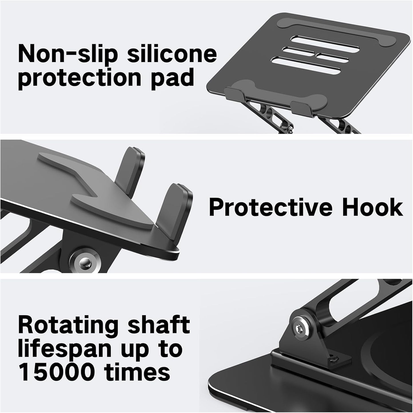 Adjustable Laptop Stand for Desk with 360 Rotating Base | Metal Foldable Laptop Riser Holder, Portable Desktop Book Stands, Ventilated Cooling Notebook Stand for 10-15.6” Laptops