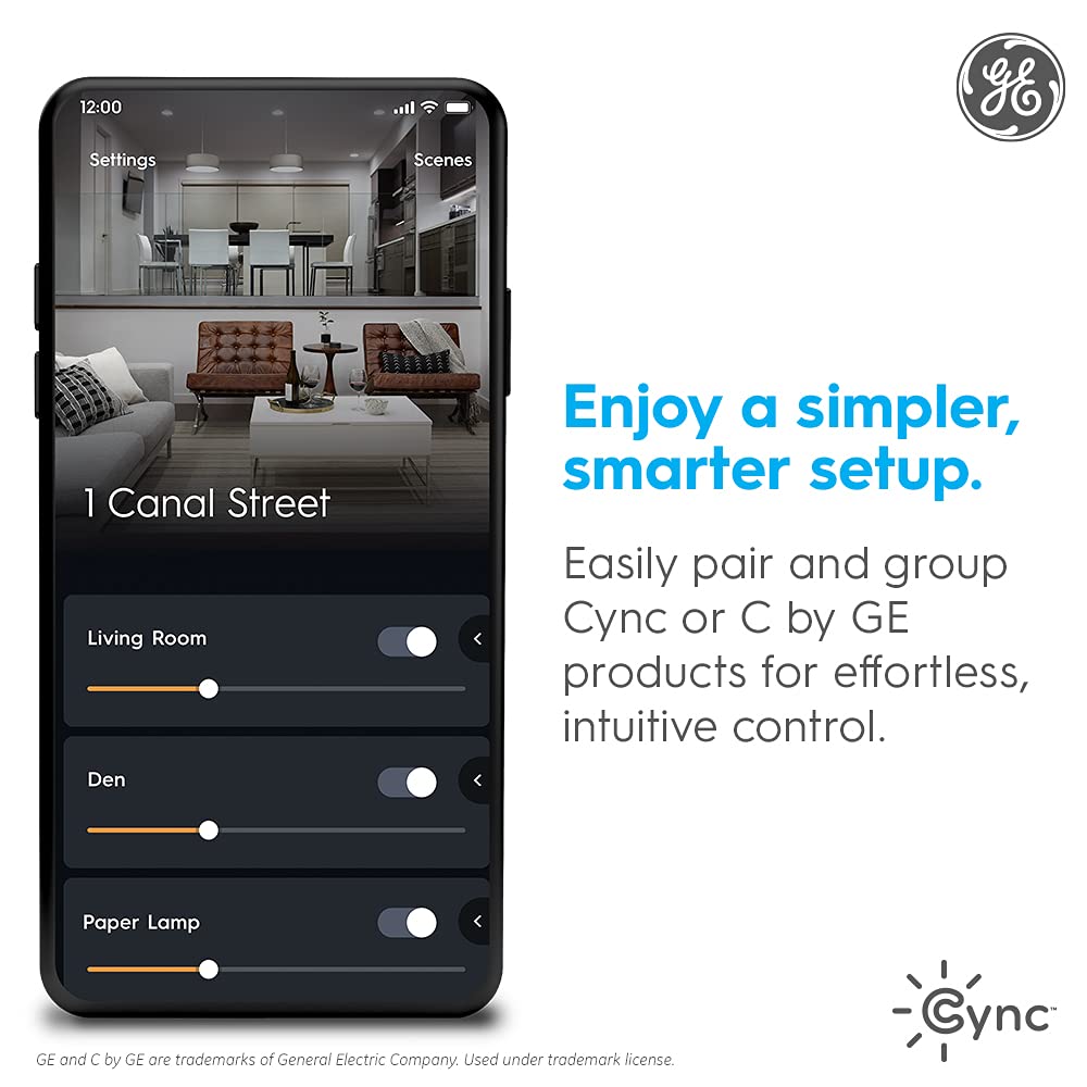 C by GE Smart Switch, Wi-Fi & Bluetooth, No Hub, Alexa Google | On/off button style, neutral wire required, works with Alexa & Google Home, no hub needed, easy DIY install