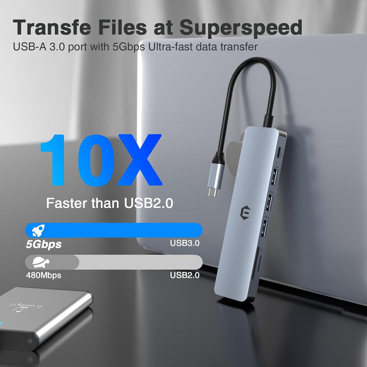 USB C Hub Multiport Adapter, 7-in-1 USB C Docking Station with HDMI, 100W PD, 3 USB 3.0, SD/TF Slot for MacBook Pro/Air, Type C Laptop