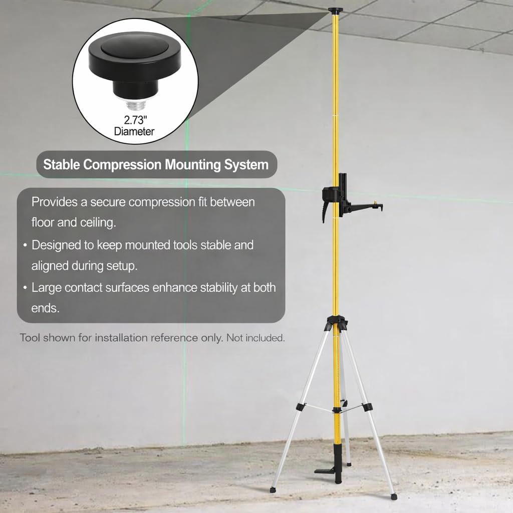 Telescoping Laser Level Pole with Tripod, 12Ft./3.7M Laser Level Tripod | Include 1/4-Inch by 20-Inch Mount for Rotary and Line Laser Level, Laser Stand with 5/8"-11 Threaded Adapter