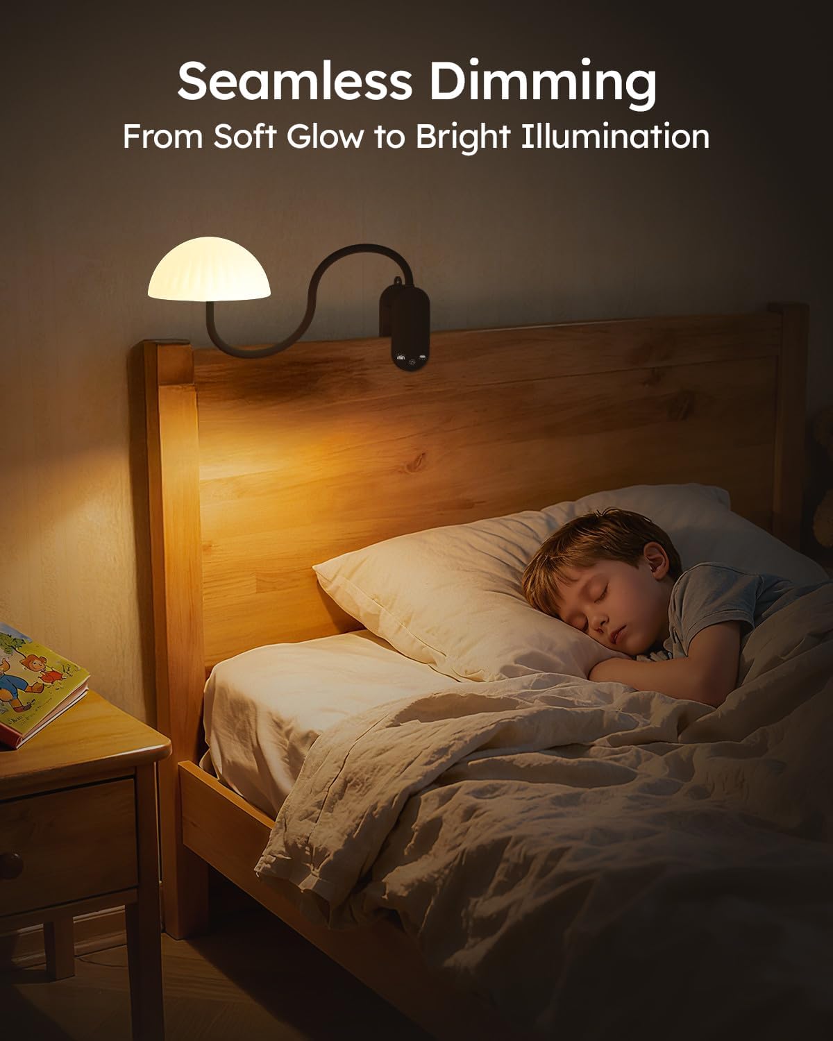 Cordless Clip On Lamp, Touch Control Desk Lamp with RGB Ambient Mode & 3000K–6000K, Rechargeable Dimmable Book Reading Light with Flexible Arm Sturdy Clamp On Table Bedside Headboard, Battery Operated