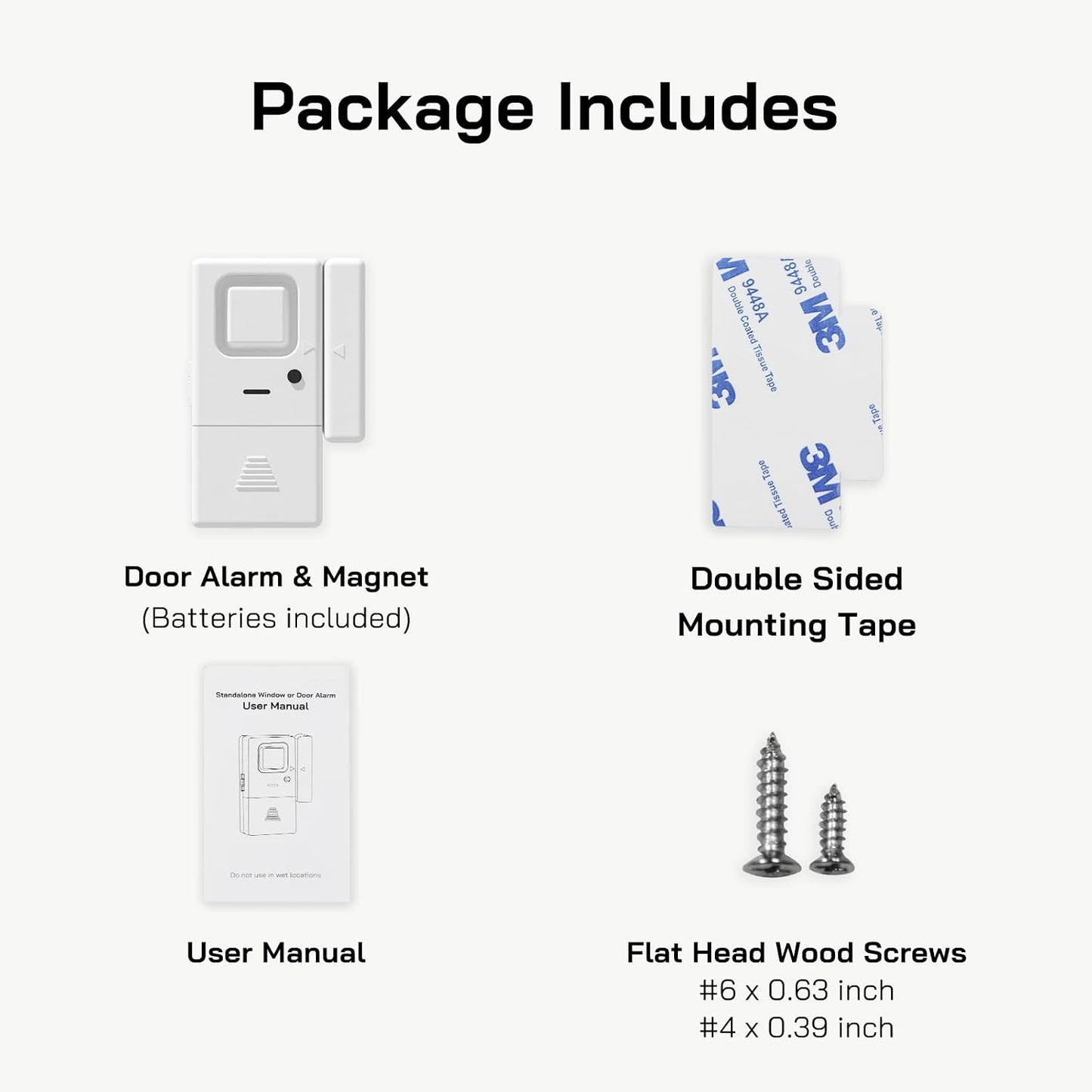 Door Window Alarms - 6 Pack - Adjustable Volume, Chime/Alarm, Wireless, Door Window Alarm Sensor for Home Security, Kids Safety, Door Open Alert Security Alarm for Home, Apartment and more, by Rosmila